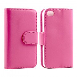 iPhone 5C Simple Flip Leather Wallet Case (Hot Pink)